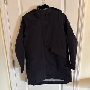 Mammut Men's 3L Hooded Black Jacket Size Small  Gore-Tex Technology Wind Rain